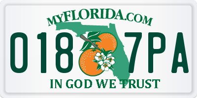 FL license plate 0187PA