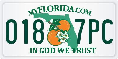FL license plate 0187PC