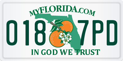 FL license plate 0187PD