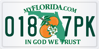 FL license plate 0187PK