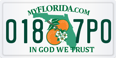 FL license plate 0187PO