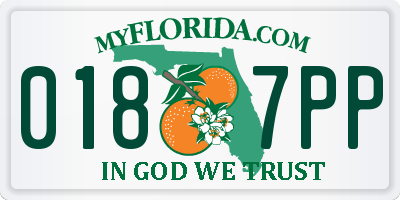 FL license plate 0187PP