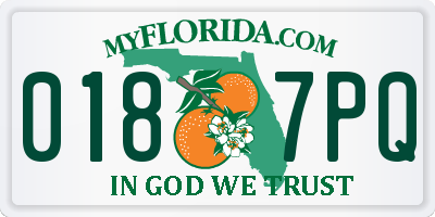 FL license plate 0187PQ