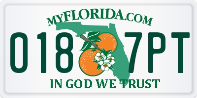 FL license plate 0187PT