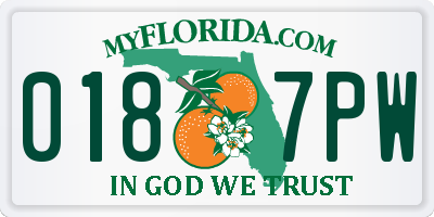 FL license plate 0187PW