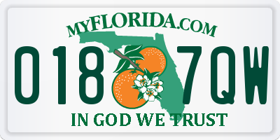 FL license plate 0187QW