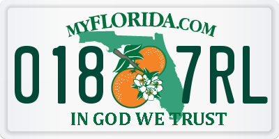 FL license plate 0187RL