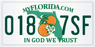 FL license plate 0187SF
