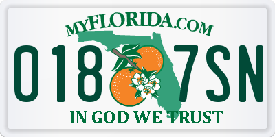 FL license plate 0187SN
