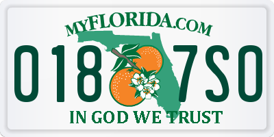 FL license plate 0187SO