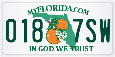 FL license plate 0187SW
