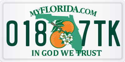 FL license plate 0187TK