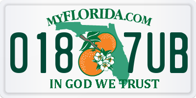 FL license plate 0187UB