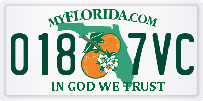 FL license plate 0187VC