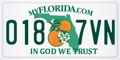 FL license plate 0187VN