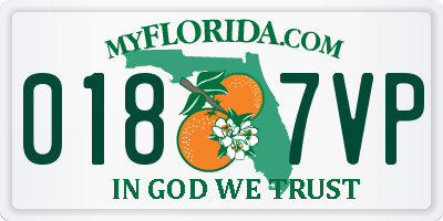 FL license plate 0187VP