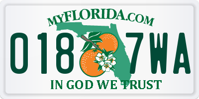 FL license plate 0187WA
