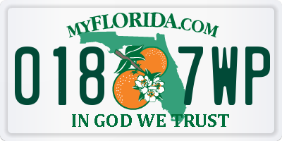 FL license plate 0187WP