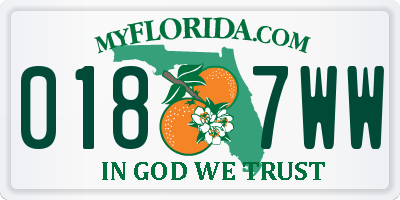 FL license plate 0187WW