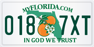FL license plate 0187XT