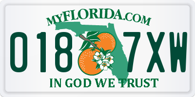 FL license plate 0187XW