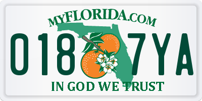 FL license plate 0187YA