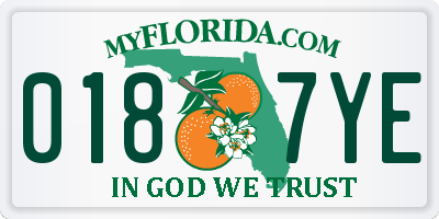 FL license plate 0187YE