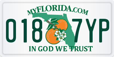 FL license plate 0187YP