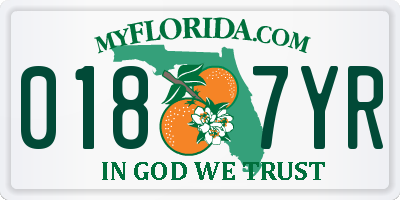 FL license plate 0187YR