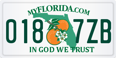 FL license plate 0187ZB