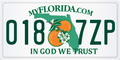 FL license plate 0187ZP