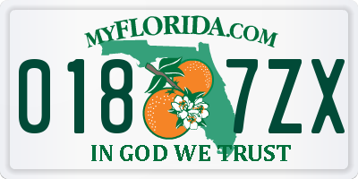 FL license plate 0187ZX