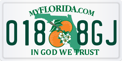 FL license plate 0188GJ