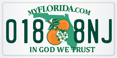 FL license plate 0188NJ