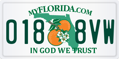 FL license plate 0188VW