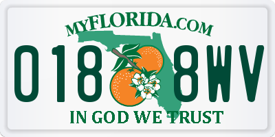 FL license plate 0188WV
