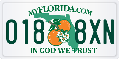 FL license plate 0188XN