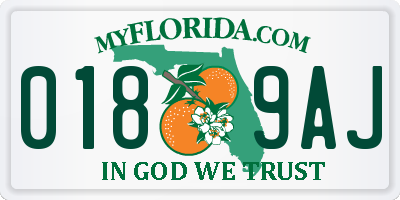 FL license plate 0189AJ