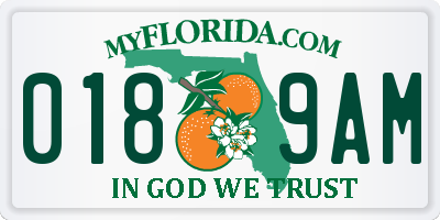 FL license plate 0189AM