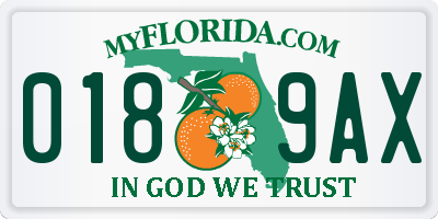 FL license plate 0189AX