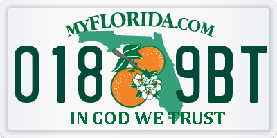 FL license plate 0189BT
