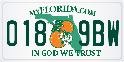 FL license plate 0189BW