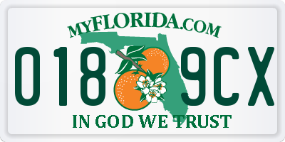 FL license plate 0189CX