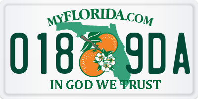 FL license plate 0189DA