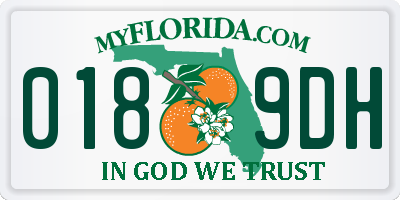 FL license plate 0189DH
