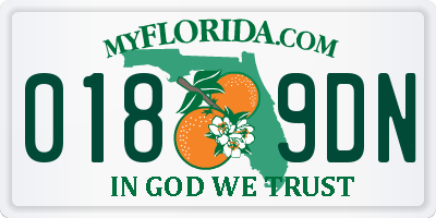 FL license plate 0189DN