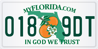 FL license plate 0189DT