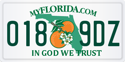 FL license plate 0189DZ