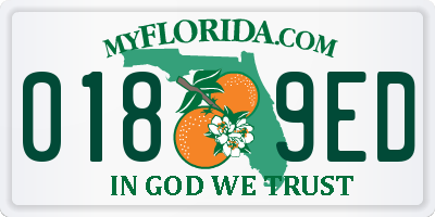 FL license plate 0189ED