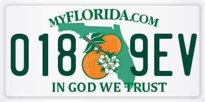 FL license plate 0189EV